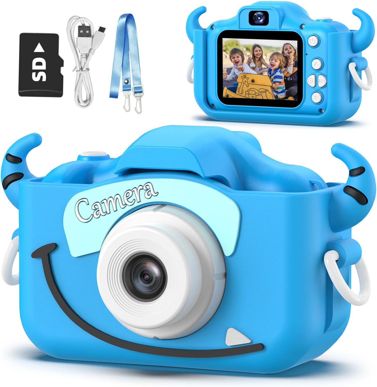Goopow Kids Camera Toys for 3-8 Year Old Girls Boys,Children Digital Video Camcorder Camera with Cartoon Soft Cover, Best Chritmas Birthday Festival Gift for Kids