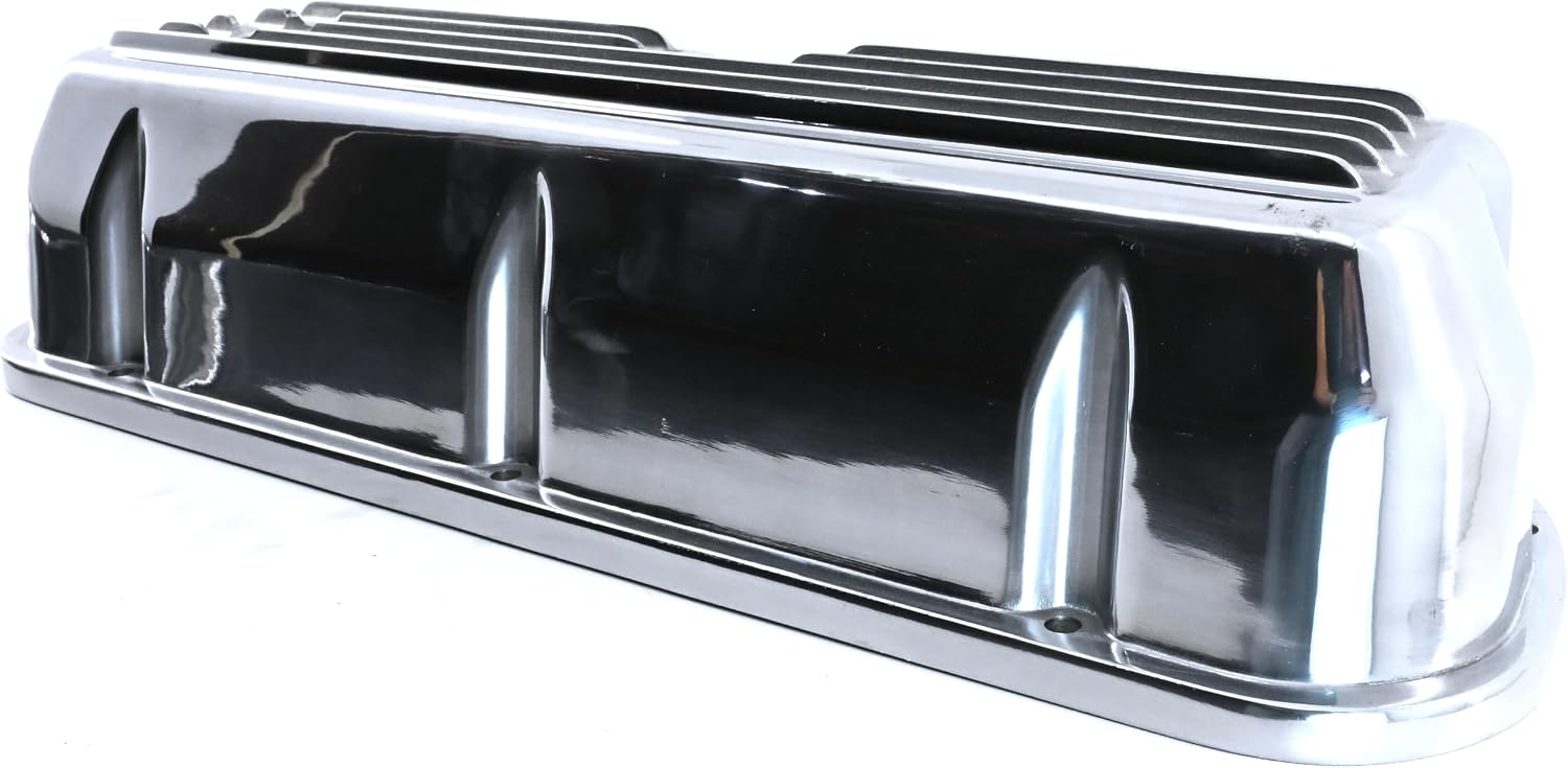 Compatible/Replacement Aluminum Ford Small Block 289-302-351W-5.0L Tall Full Finned Valve Covers – Polished Finish
