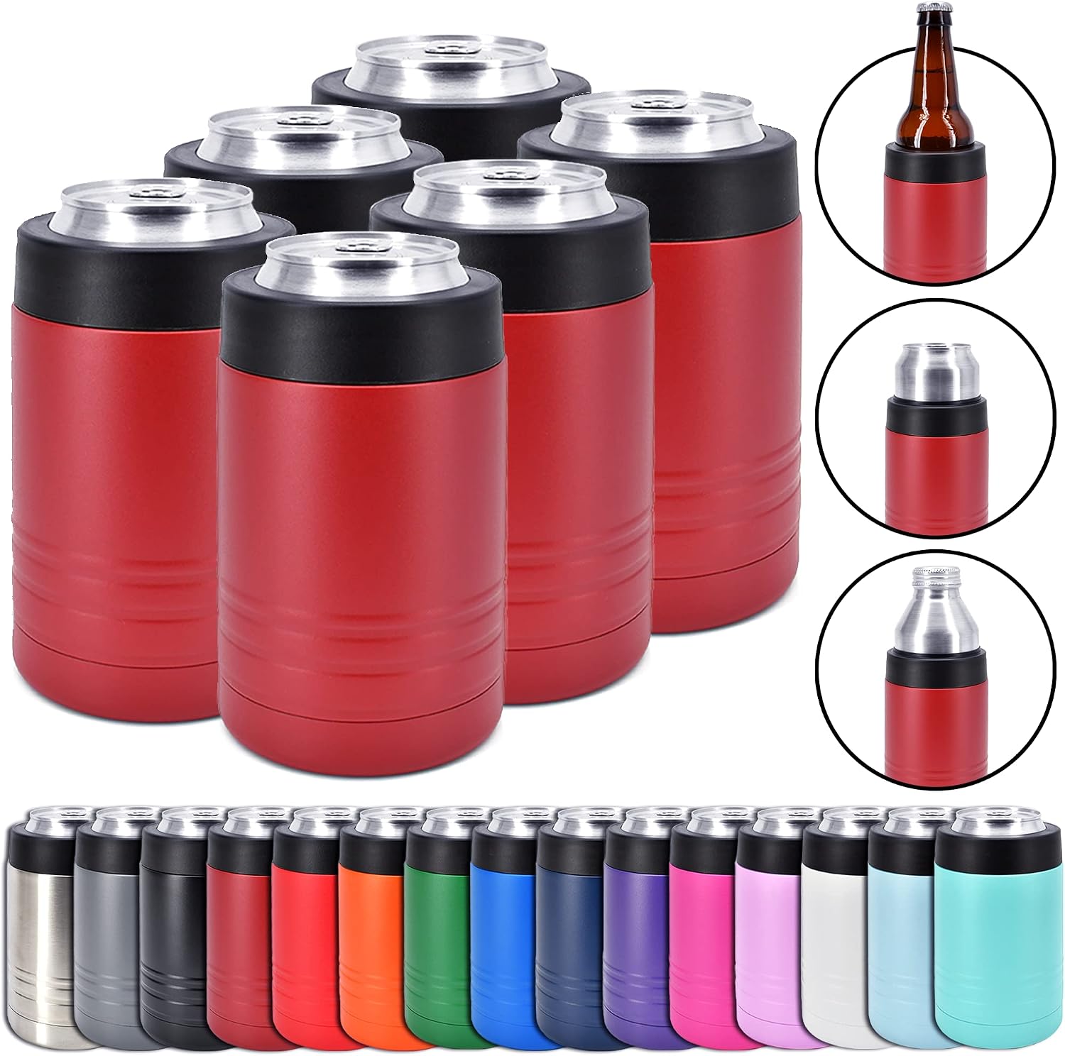 Clear Water Home Goods 12 oz 4-in-1 Stainless Steel Can Cooler (6-Pack)