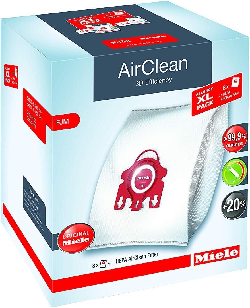 Miele FJM Vacuum Cleaner Bags, XL-Pack for Select Canister Vacuums