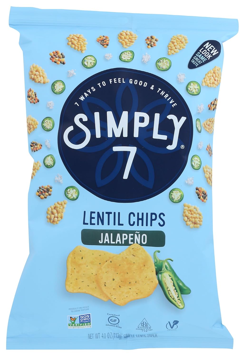 Simply 7 Lentil Chips, Jalapeno, 4-ounce Bags (Pack of 12)