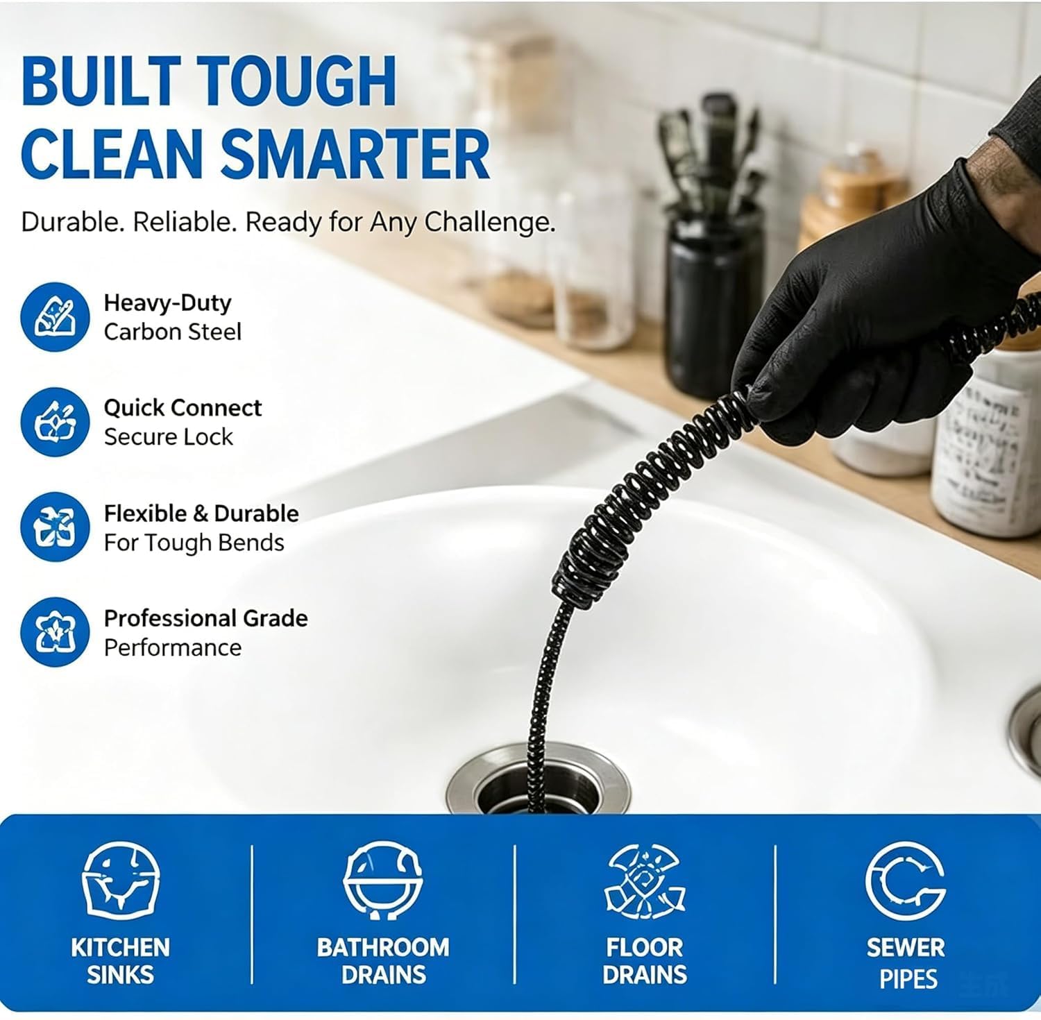 10Pcs Drain Snake Drill Attachment， Drain Auger Cutter Kit, Fit K-400 C-4 C-6 C-7 C-8 C-9 Cleaning Machines