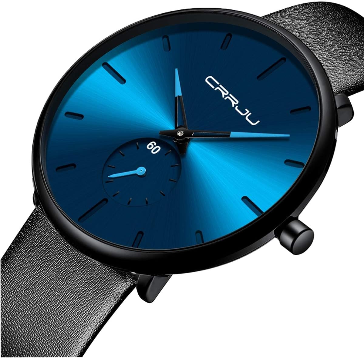 Mens Watches Ultra-Thin Minimalist Waterproof-Fashion Wrist Watch for Men Unisex Dress with Leather Band