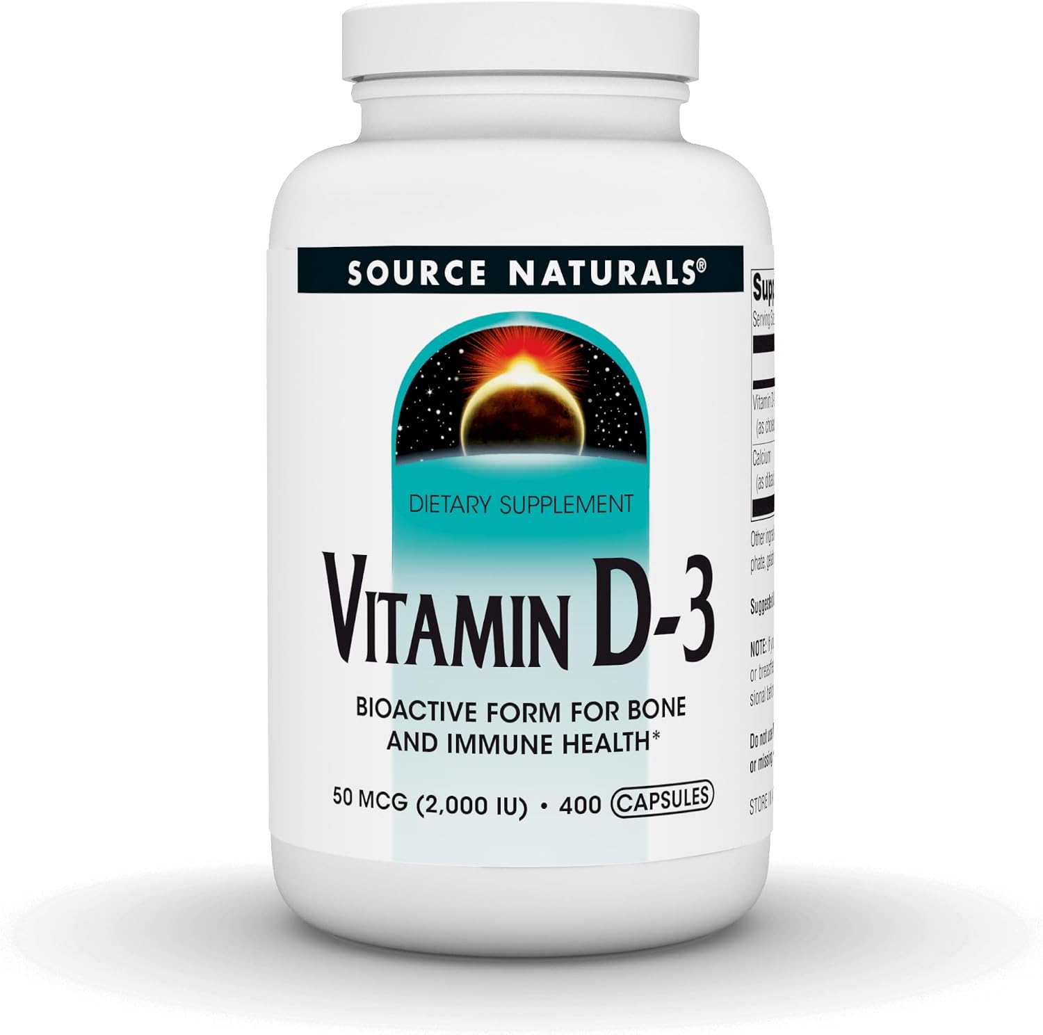 Source Naturals, Vitamin D-3, 50 mcg (2000 IU) - 200 Capsules | Bioactive Form for Bone & Immune Health