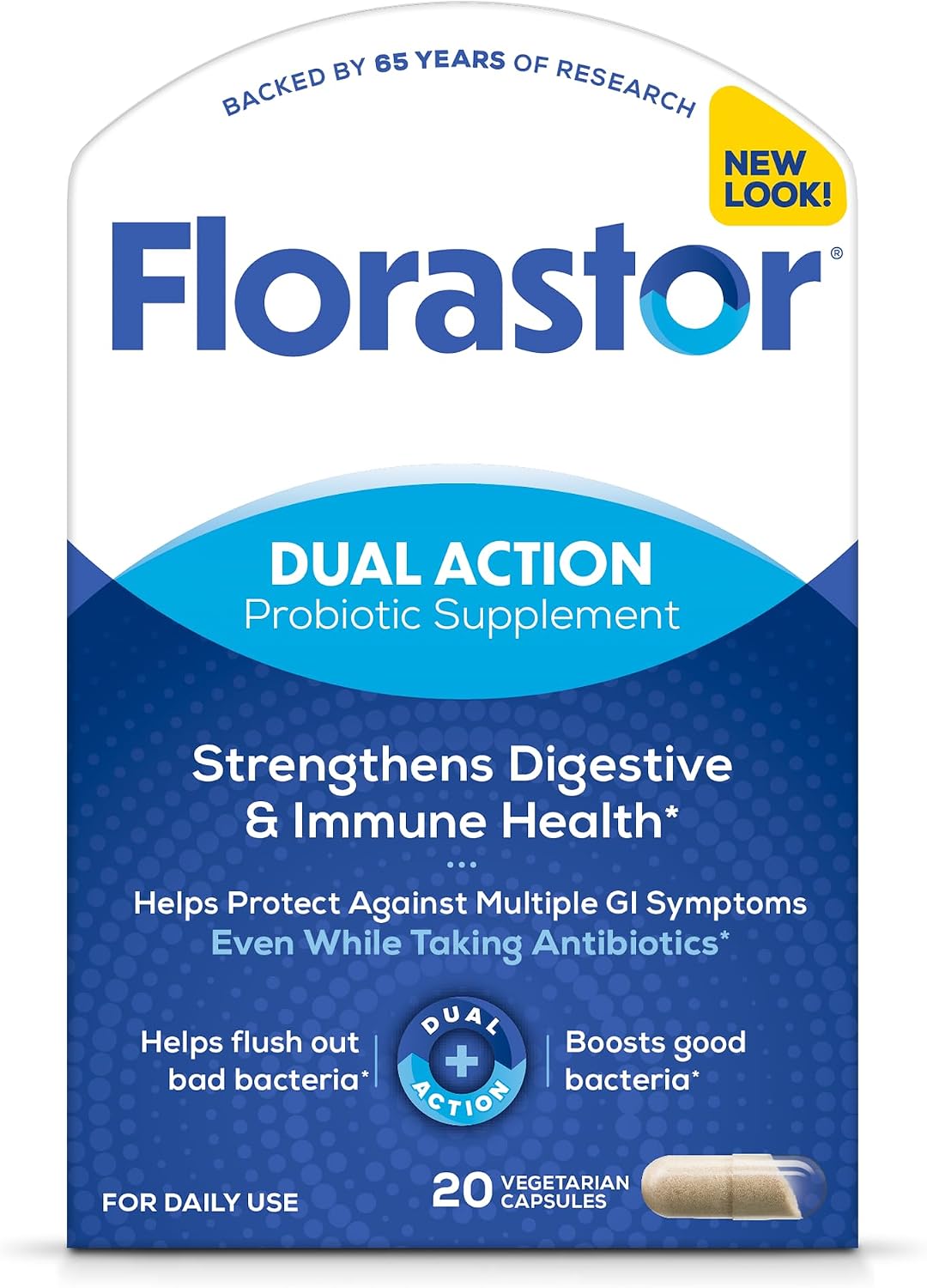 Florastor Probiotic for Digestive and Immune Health, 20 Capsules | Probiotics for Women & Men, Helps Flush Out Unwanted Bacteria