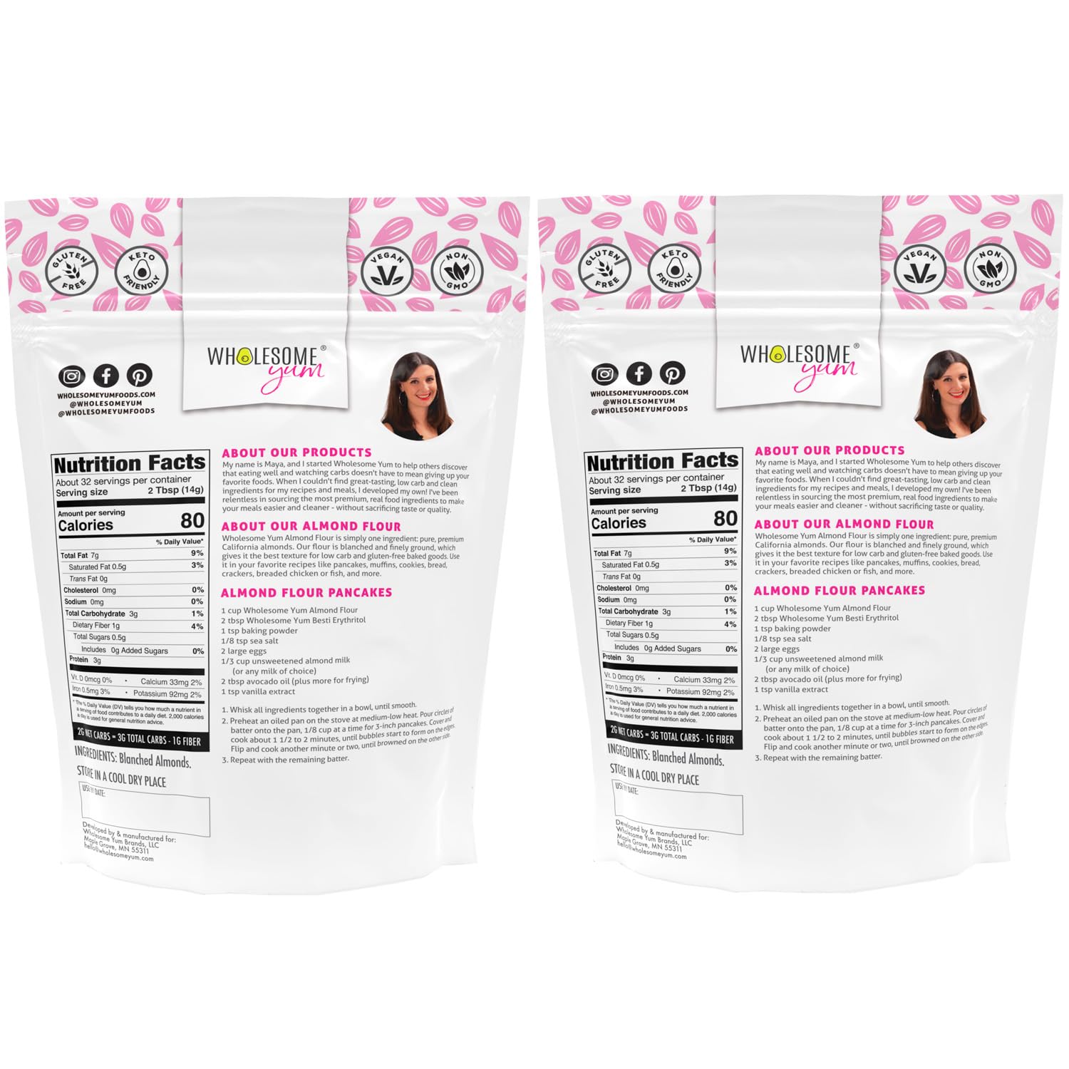 Wholesome Yum Premium Fine Blanched Almond Flour For Baking, Keto, Low Carb