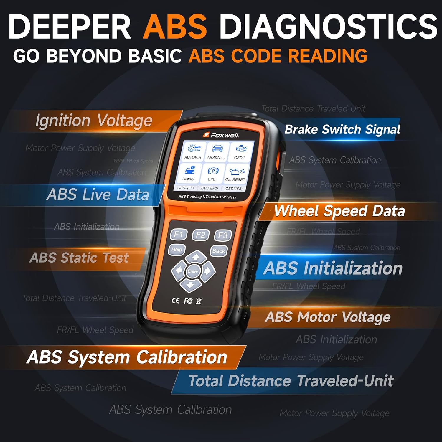 FOXWELL NT630 Plus ABS/SRS OBD2 Scanner, ABS Auto Bleed, Oil EPB SAS Resets