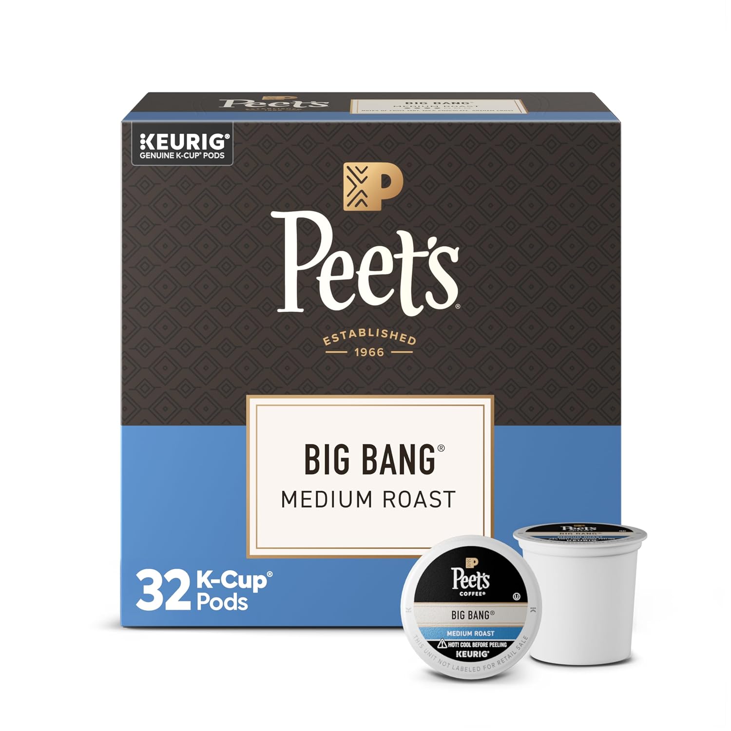 Peet's Coffee, Medium Roast Keurig K-Cup Pods, 100% Arabica Coffee - Big Bang 60 Count (6 Boxes of 10 K-Cup Pods)