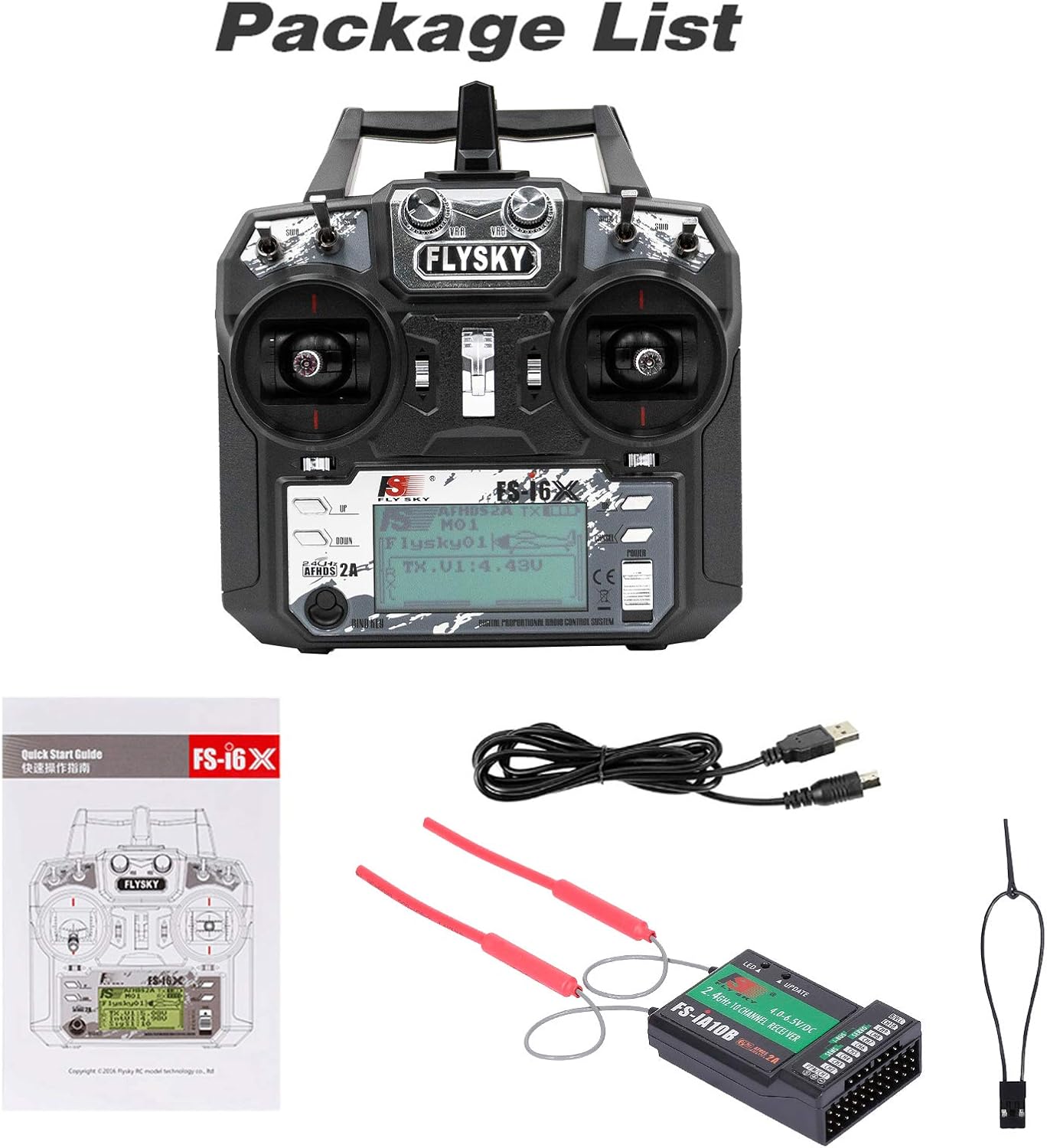 GoolRC Flysky FS-i6X 2.4GHz 10CH AFHDS 2A RC Transmitter Controller with FS-iA10B Receiver for RC Drone Airplane Helicopter