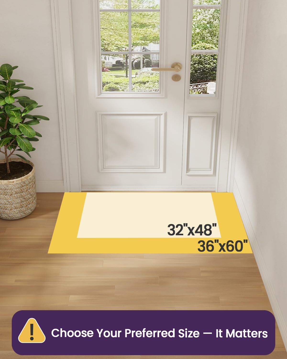DEXI Front Door Mat Indoor Entryway 24x36 Inside Entrance Doormat Green