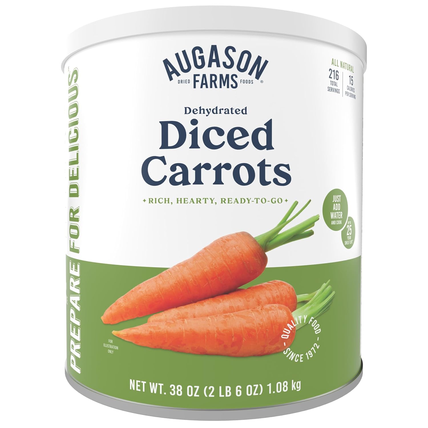 Augason Farms Dehydrated Diced Carrots Can | Emergency Food Supply, 216 Servings, 25 Year Shelf Life, Great for Cooking, Baking, and Snacks, Dehydrated Meals