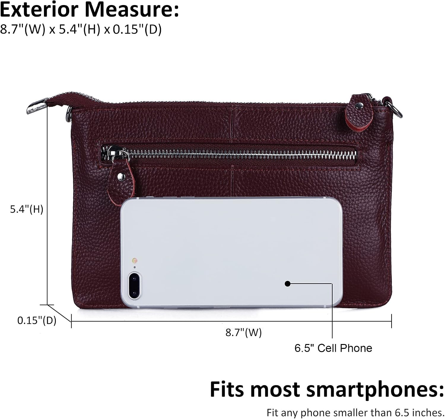 befen Genuine Leather Small Crossbody Bags for Women Wristlet Wallet Purses | Real Leather, RFID Blocking Card Slots, Wristlet Strap, Clutch Purse, Fit iPhone 17 Pro Max, Leather Handbags