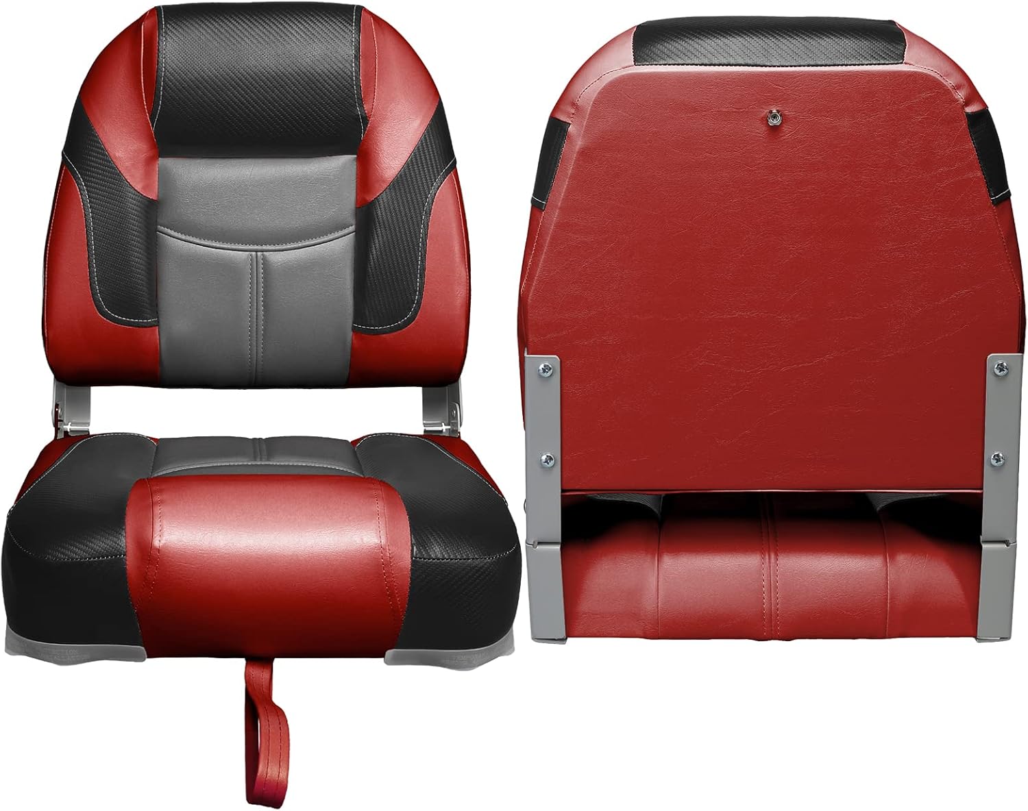 Leader Accessories Low/High Back Folding Fishing Marine Boat Seat 2 Pack