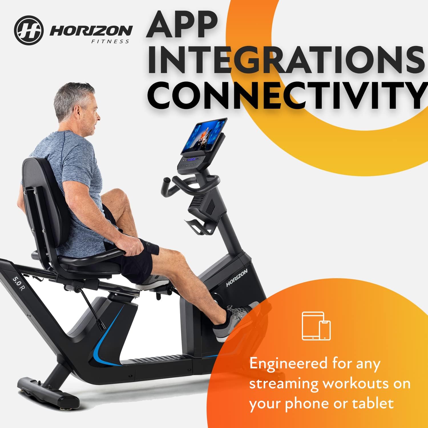 Horizon Fitness 5.0R Recumbent Bike, Fitness & Cardio, Magnetic Resistance Cycling Bike with Bluetooth, Comfort Seat with Lumbar Support
