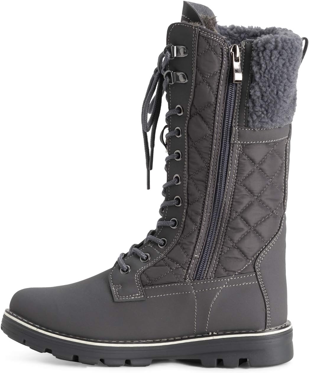 POLAR Womens Faux Fur Warm Thermal Waterproof Outdoor Walking Snow Winter Rubber Sole Calf Boots