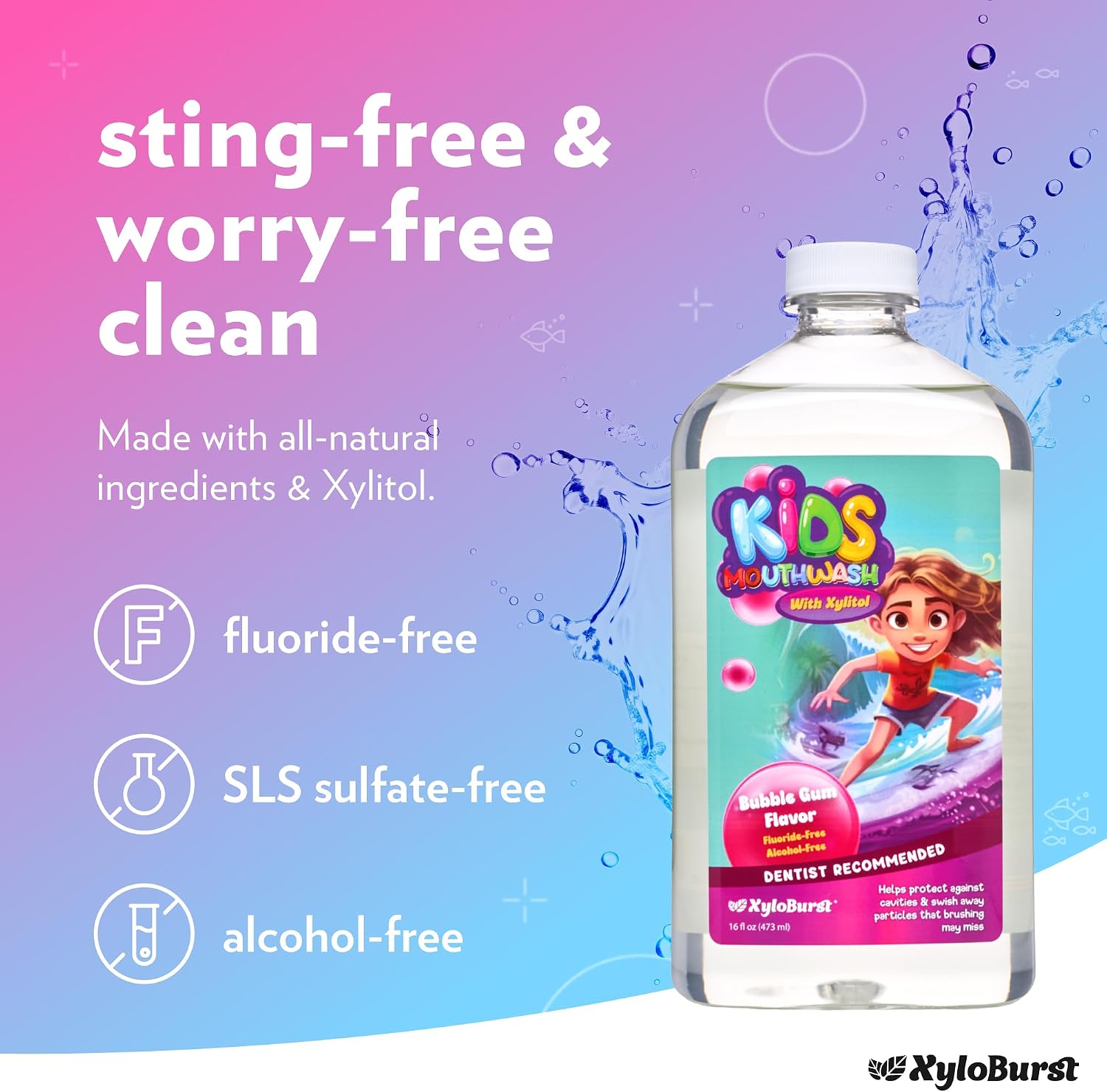 Xyloburst Oral Rinse Mouthwash - Natural Xylitol Mouthwash | Fluoride Free Mouth Wash | Alcohol Free Mouth Wash | Fresh Mint Mouth Rinse | SLS Free