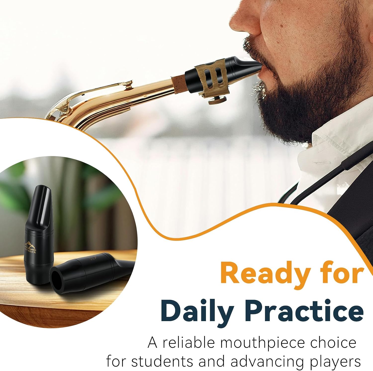 EASTROCK Alto Saxophone Mouthpiece Kit with Cap, Durable ABS Sax Mouthpiece for Alto Sax, Easy-Blowing Design for Beginners Students and Practice