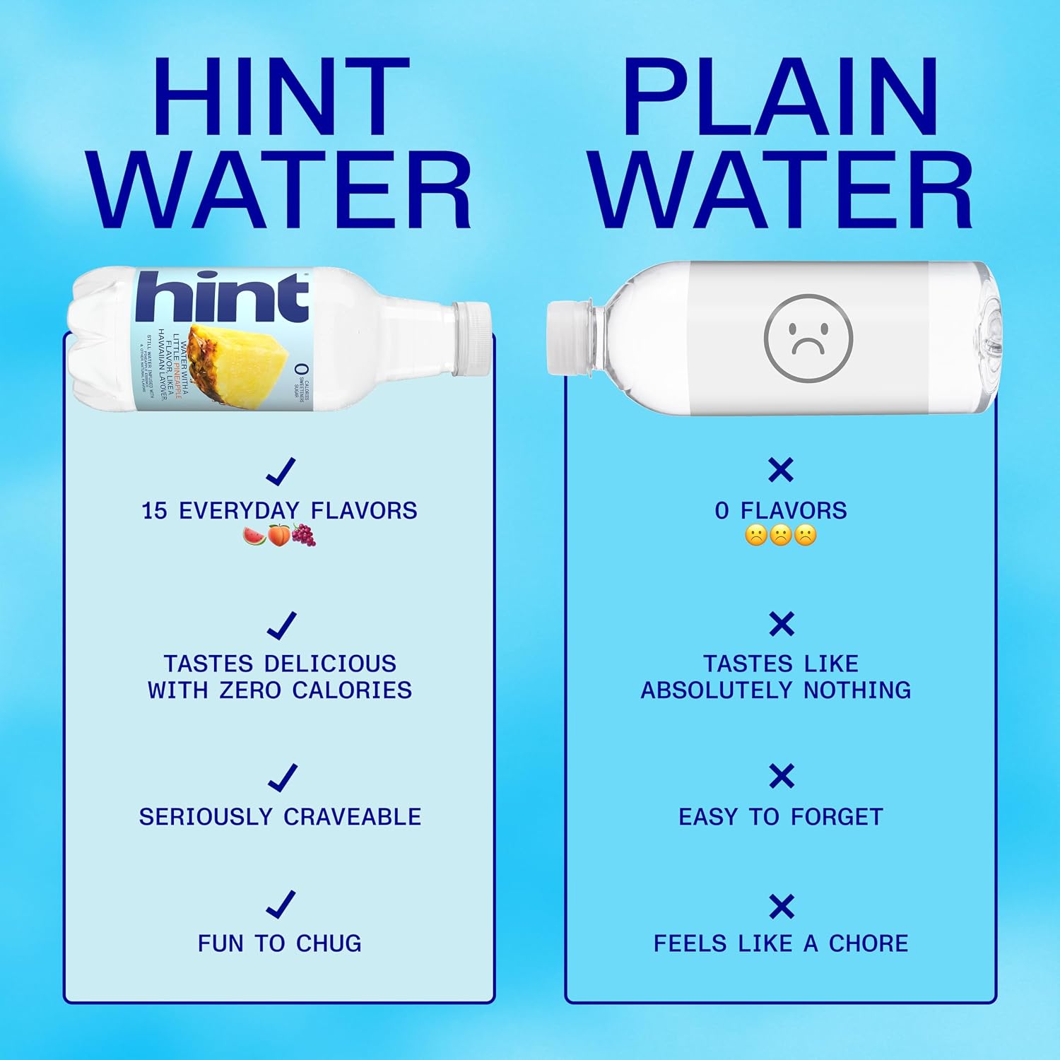 Hint Flavored Water Zero Sugar 0 Calories - Pineapple 16 FL Oz (12 pack) | Crisp, refreshing water, fruit flavors. 0 calories, 0 sugar, 0 sweeteners. Hydration for wellness. Gluten-free, Kosher, Vegan