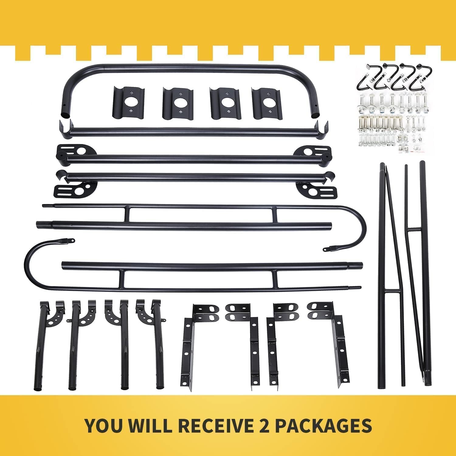 ECOTRIC 1000 LBS Adjustable 58"-69" Universal Truck Bed Rack Contractor Ladder Pickup Lumber Utility Kayak Full Size Rack 60"(W) x 138"(L) x 34"(H)