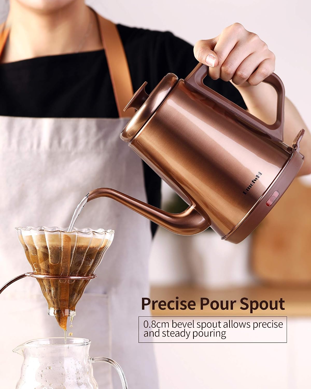 DmofwHi 1000W Gooseneck Electric Kettle (1.0L), 100% Stainless Steel BPA Free Tea Kettle with Auto Shut - Off Protection