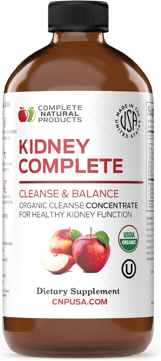CNP | Kidney Complete Liquid 16oz - ACV, Lemon, Chanca Piedra Cleanse Aid | Kidney support liquid with apple cider vinegar, lemon and organic chanca piedra for daily cleanse and detox routines