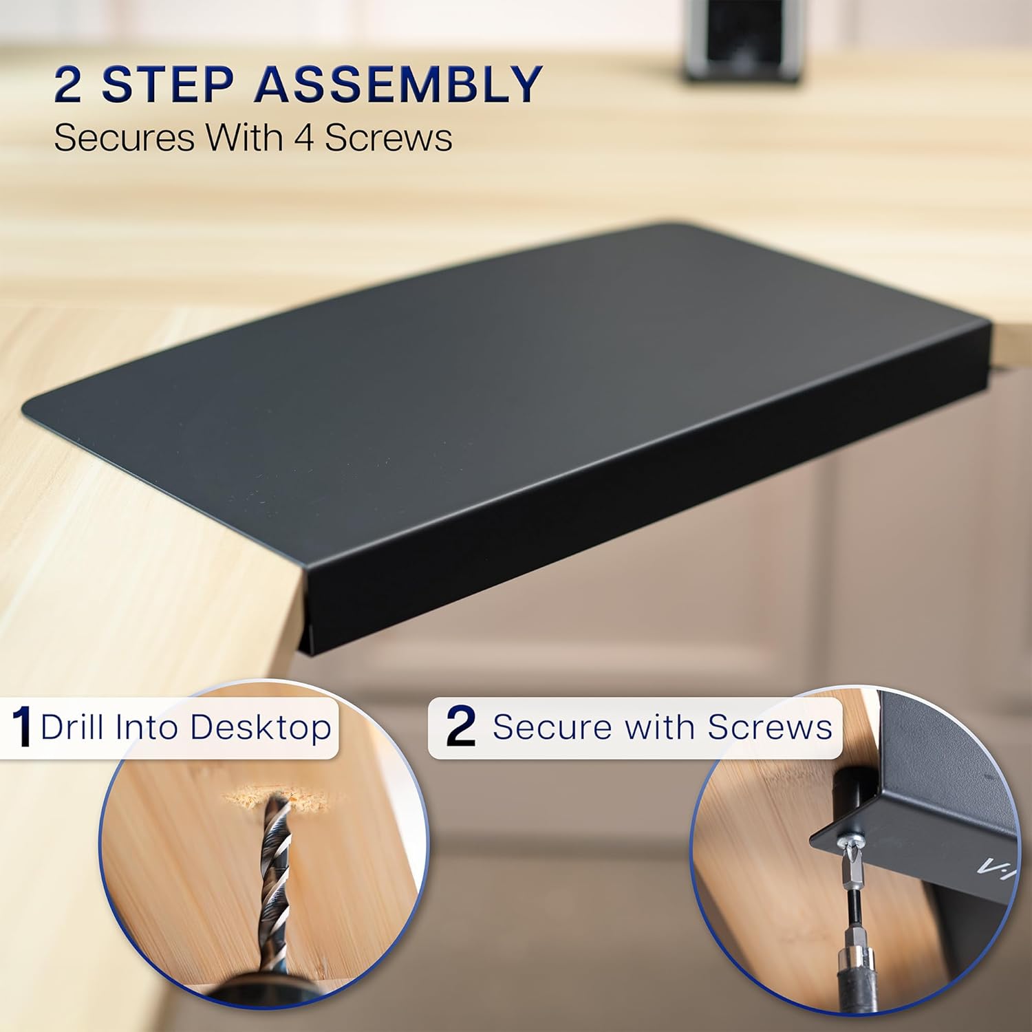 VIVO 17 inch Corner Desk Connector Platform for Mounting Under-Desk Keyboard Trays on L-Shaped Workstations, Black, DESK-AC07S