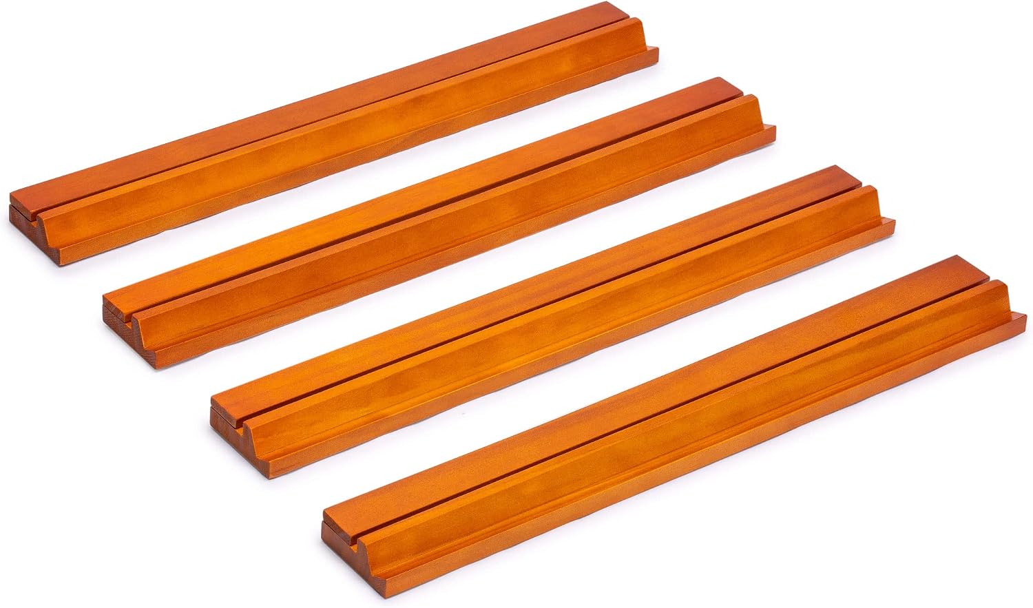 Yellow Mountain Imports Classic Chestnut Color Wooden Mahjong Game Racks with Pushers, 18 Inches - Set of 4 (Includes Magnetically Attached Mahjong Pushers)
