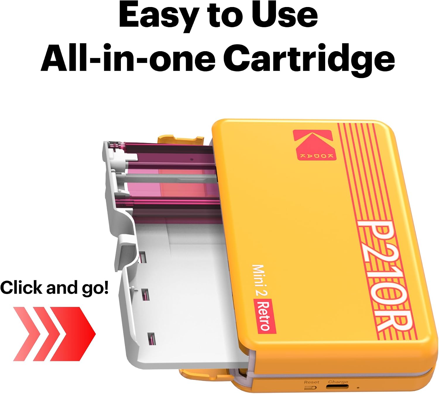 KODAK Mini 2 Retro 2x3 Portable Photo Printer, 4PASS, 38 Sheets, White