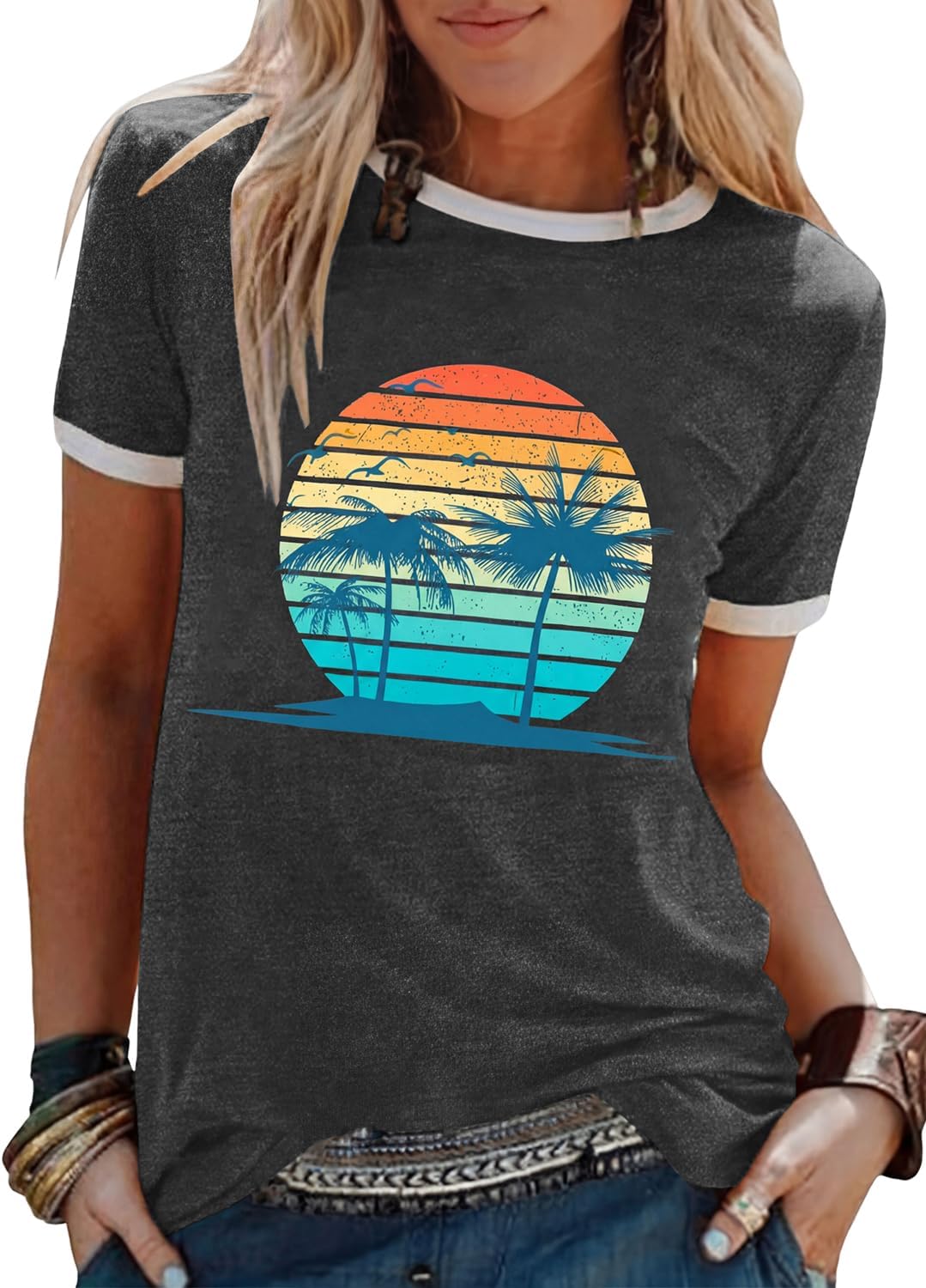 YEXIPO Graphic Tees for Women Short Sleeve Summer Tops Casual Cute T Shirts