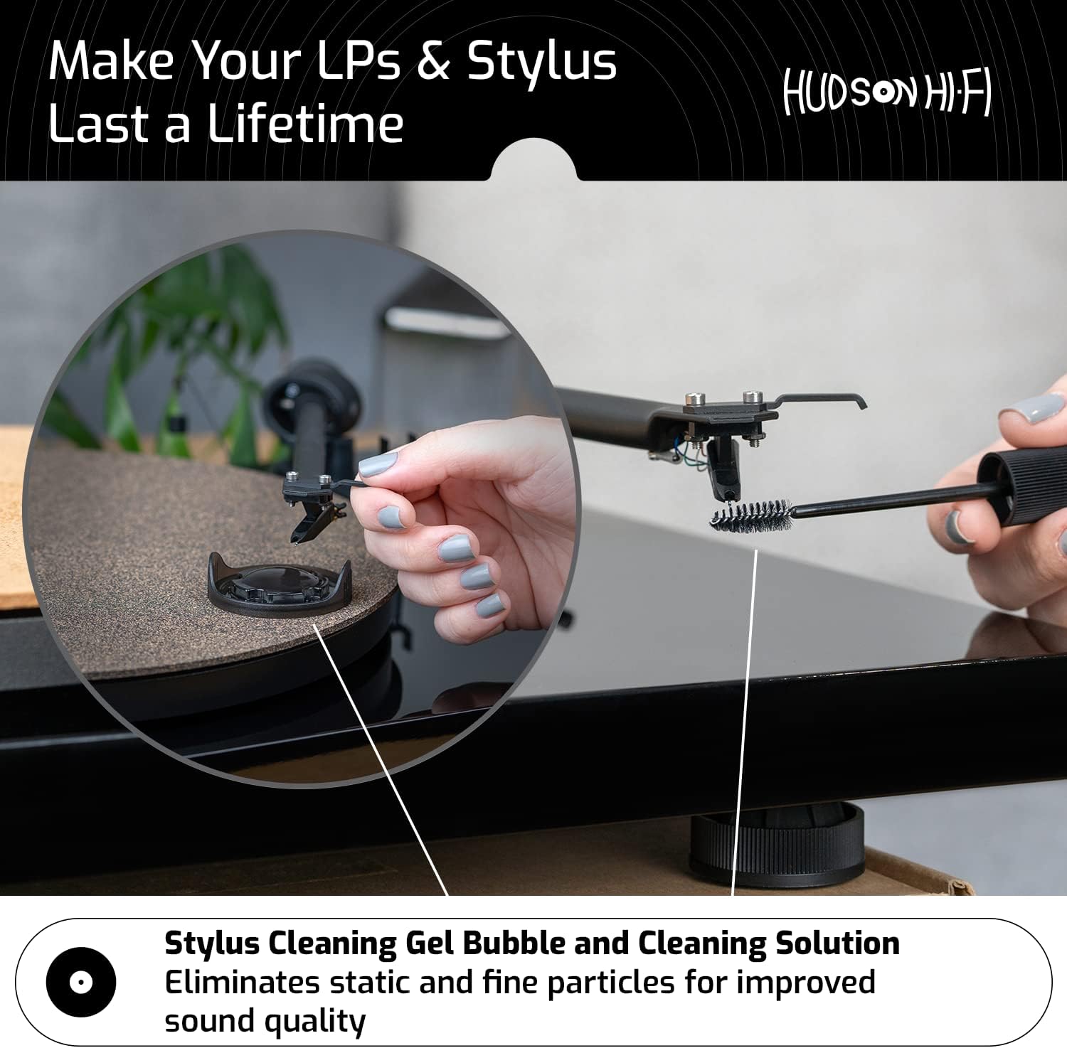 9-in-1 Vinyl Record Cleaning Kit – Anti-Static Cleaner, Carbon Fiber & Velvet Brushes, Stylus Gel, Microfiber Cloth