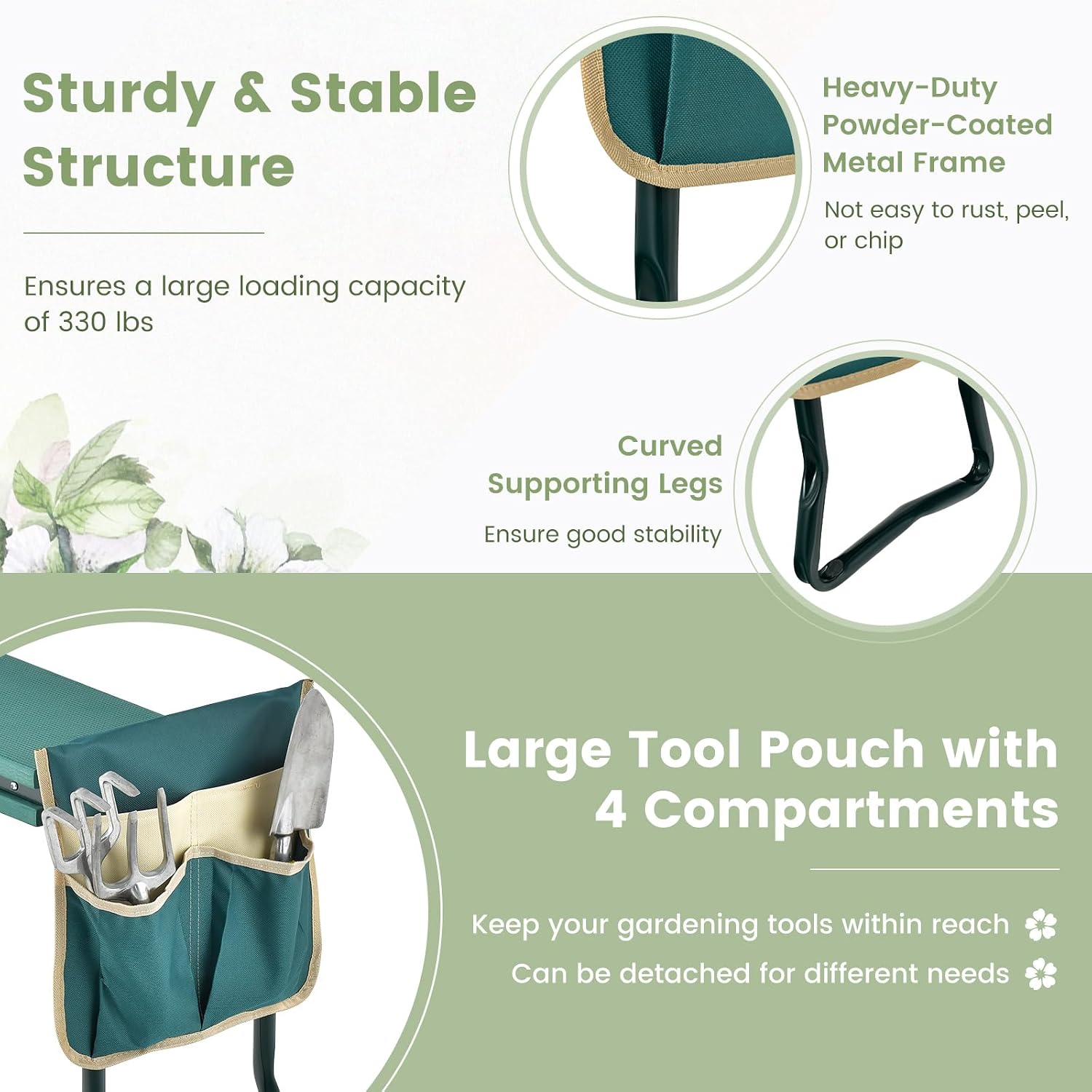 Goplus Garden Kneeler and Seat, Foldable Garden Bench for Kneeling & Sitting, Widened 8" EVA Soft Foam Pad