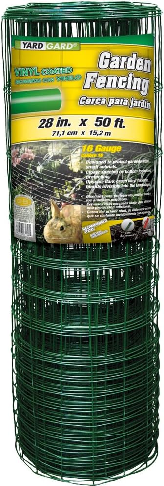 YARDGARD – 4 in. to 1 in. Mesh Welded Wire Fence – 28 in. x 50 ft. 16‑Gauge Vinyl Coated Galvanized Steel – for Rabbit Fencing | Garden
