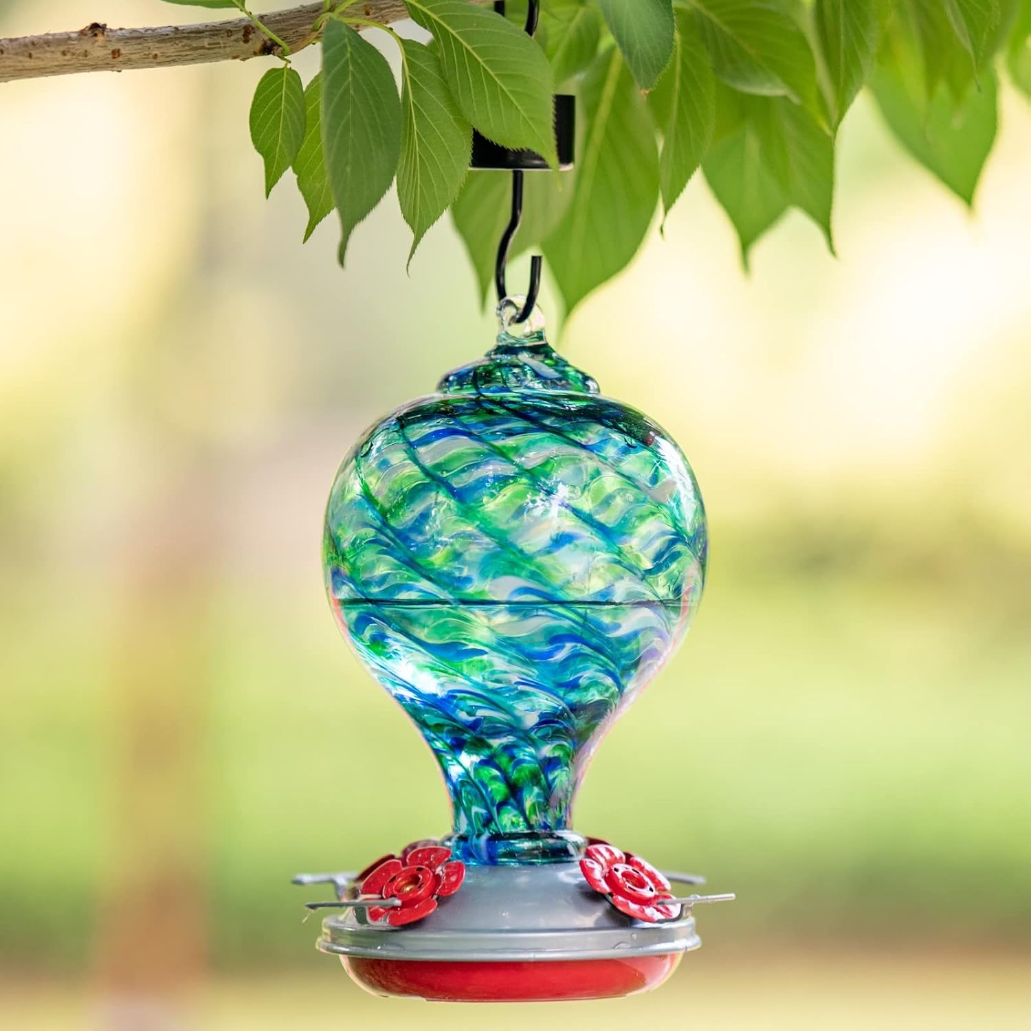 Muse Garden 32OZ Humming Bird Feeder Ant Moat,Gifts for Bird Lover,Gardening Backyard Decor Hummingbird Nectar Capacity,Nebula
