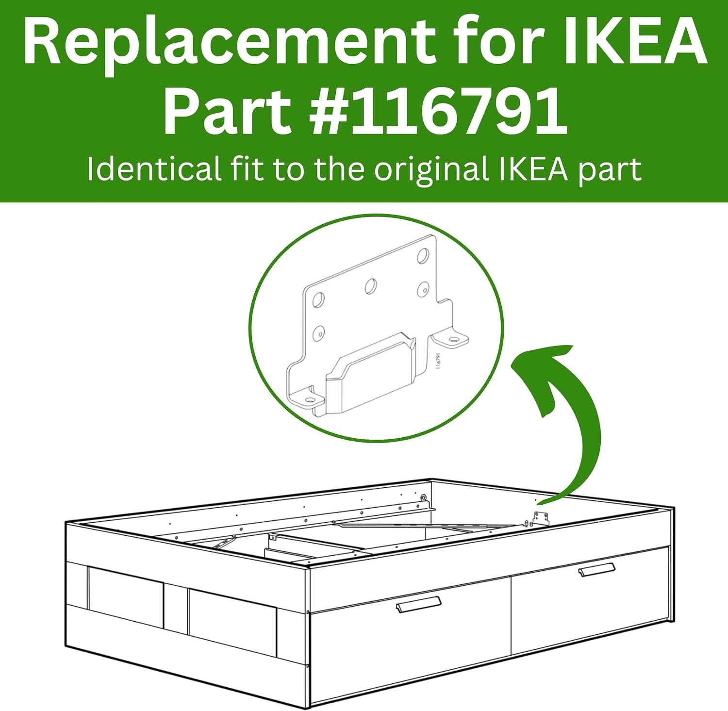 Spare Hardware Parts Replacement for IKEA Bed Frame Part 116791 (Mounting Plate - Pack of 2)