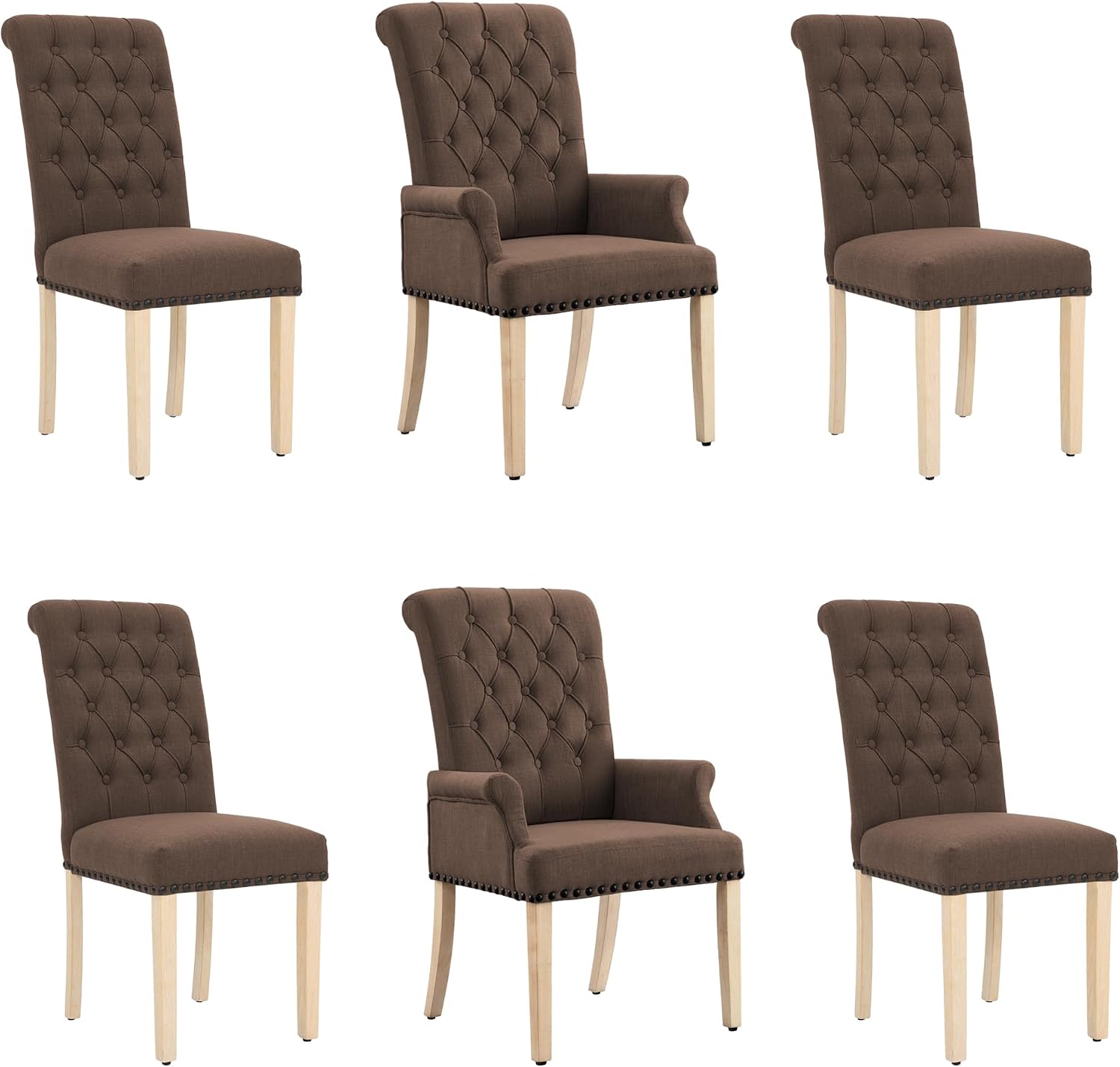 adochr Dining Chairs with Arms,Linen High Back Dining Room Chairs, Beige