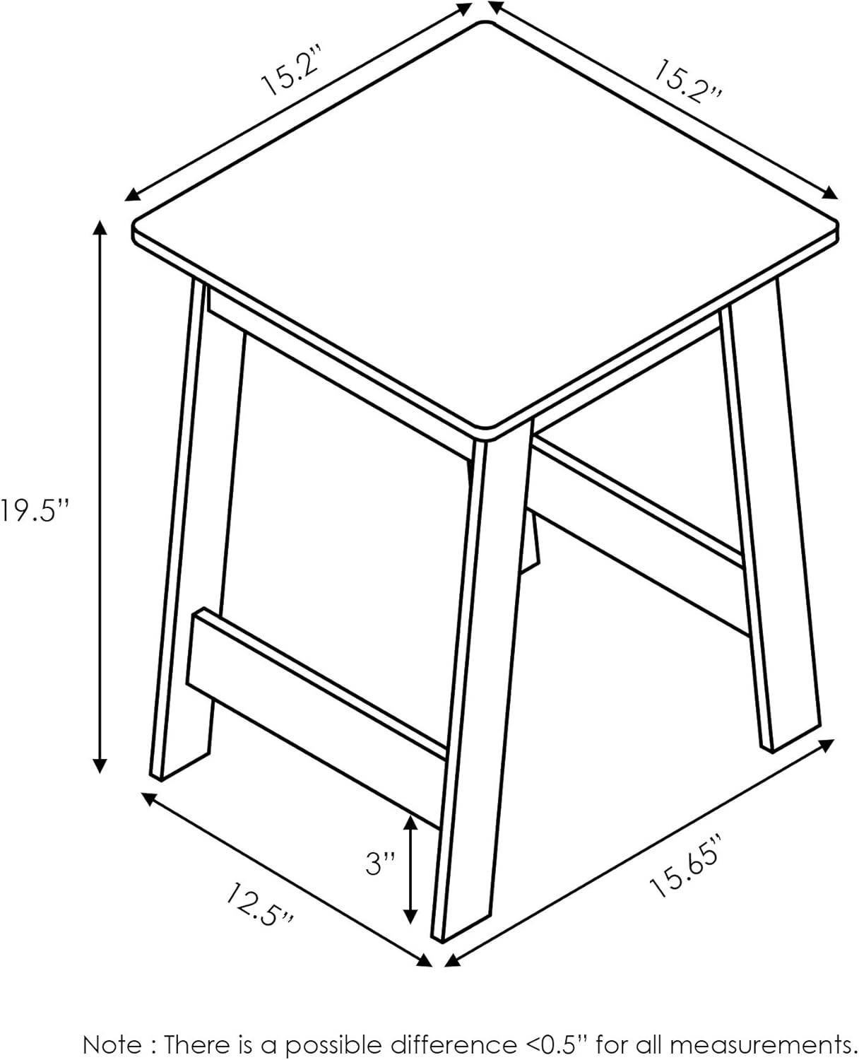 Furinno SIMPLE DESIGN Side Table, 2-Tier Modern End Table with Soft Edges, Open Shelves Night Stand, Bedside Table, for Living Room, Bedroom, French Oak