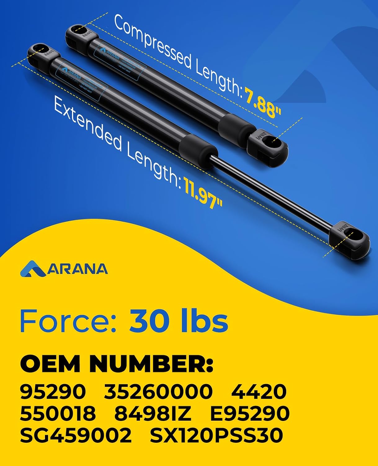 ARANA C16-11028 12 inch 40lb Gas Struts for Weatherguard Tool Box, 2PCS