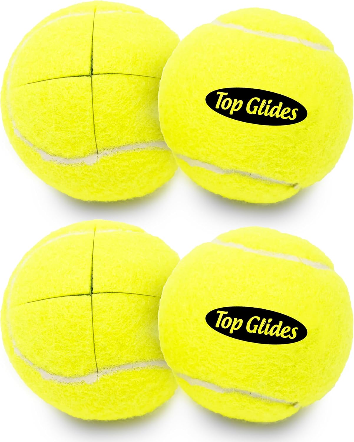 Top Glides Precut Walker Tennis Ball Glides - Yellow - 2 Pairs