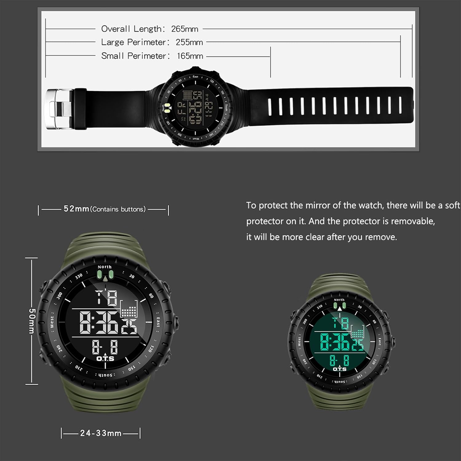 PALADA Men's Digital Sports Watch Waterproof Tactical Watch with LED Backlight Watches for Men