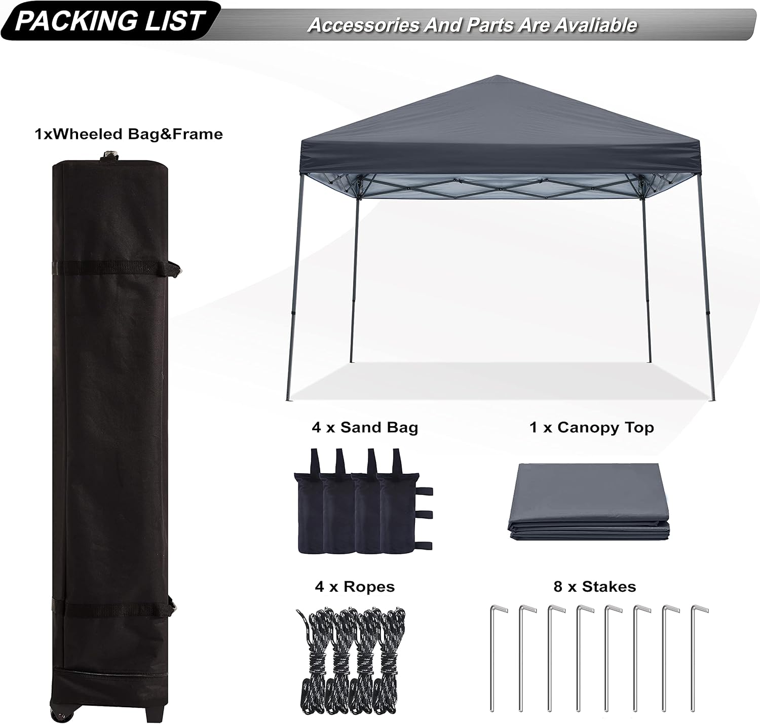 ABCCANOPY 11x11 Pop Up Canopy Tent, Stable Slant Leg Outdoor Shade, Black