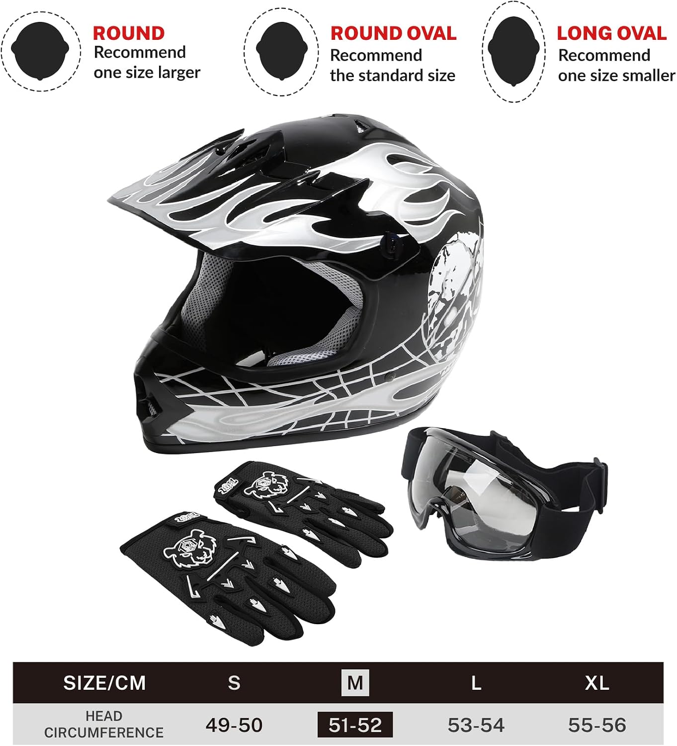 SLMOTO ATV Helmets for Kids Youth DOT Motocross Offroad Street Helmet Motorcycle Blue Helmet Dirt Bike Motocross Helmet+Goggles+Gloves
