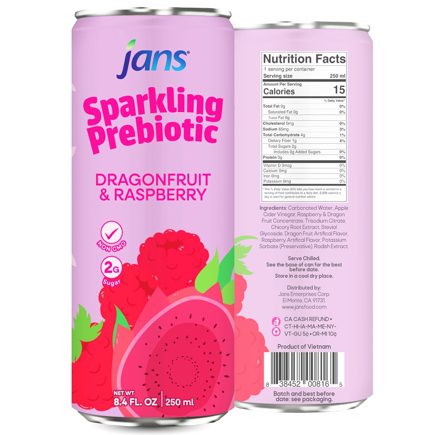 Jans 100% Coconut Water With Pulp, Unsweetened, 16.57 Fl Oz, Pack of 12