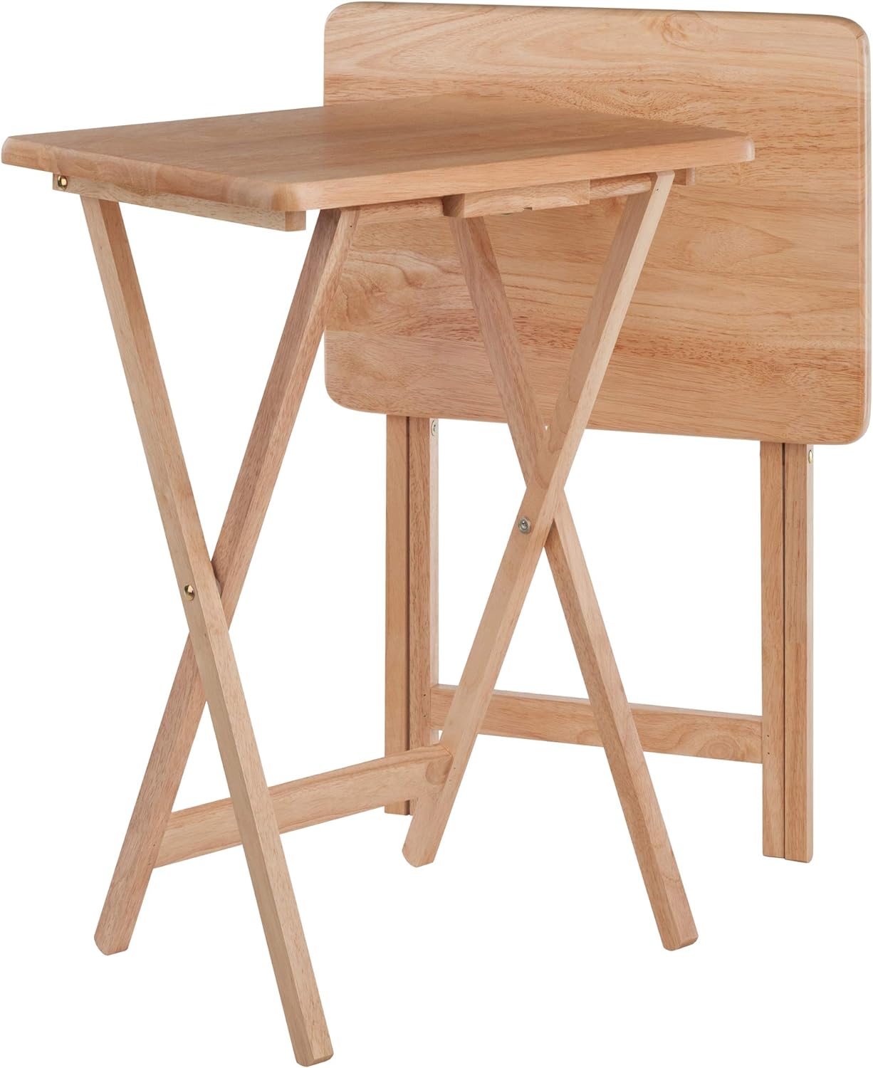 Winsome Alex Set of 2 Foldable Snack Tables, Natural, 26"