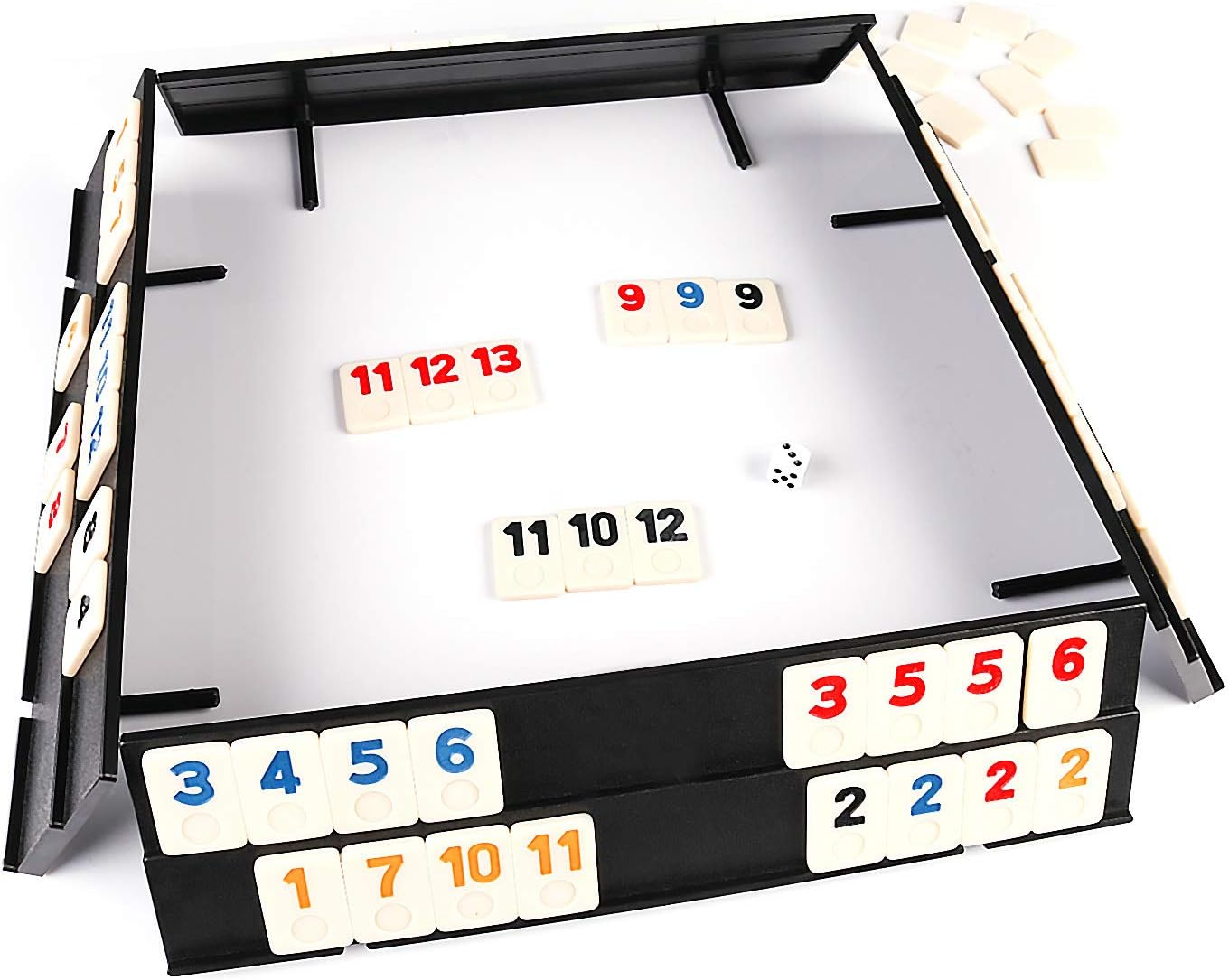 KAILE 106 Rummy Tiles Game, Rummy Cube Sets Travel Game Outlasting Color with Aluminum Case & 4 Anti-Skid Durable Trays,2-4 palyers