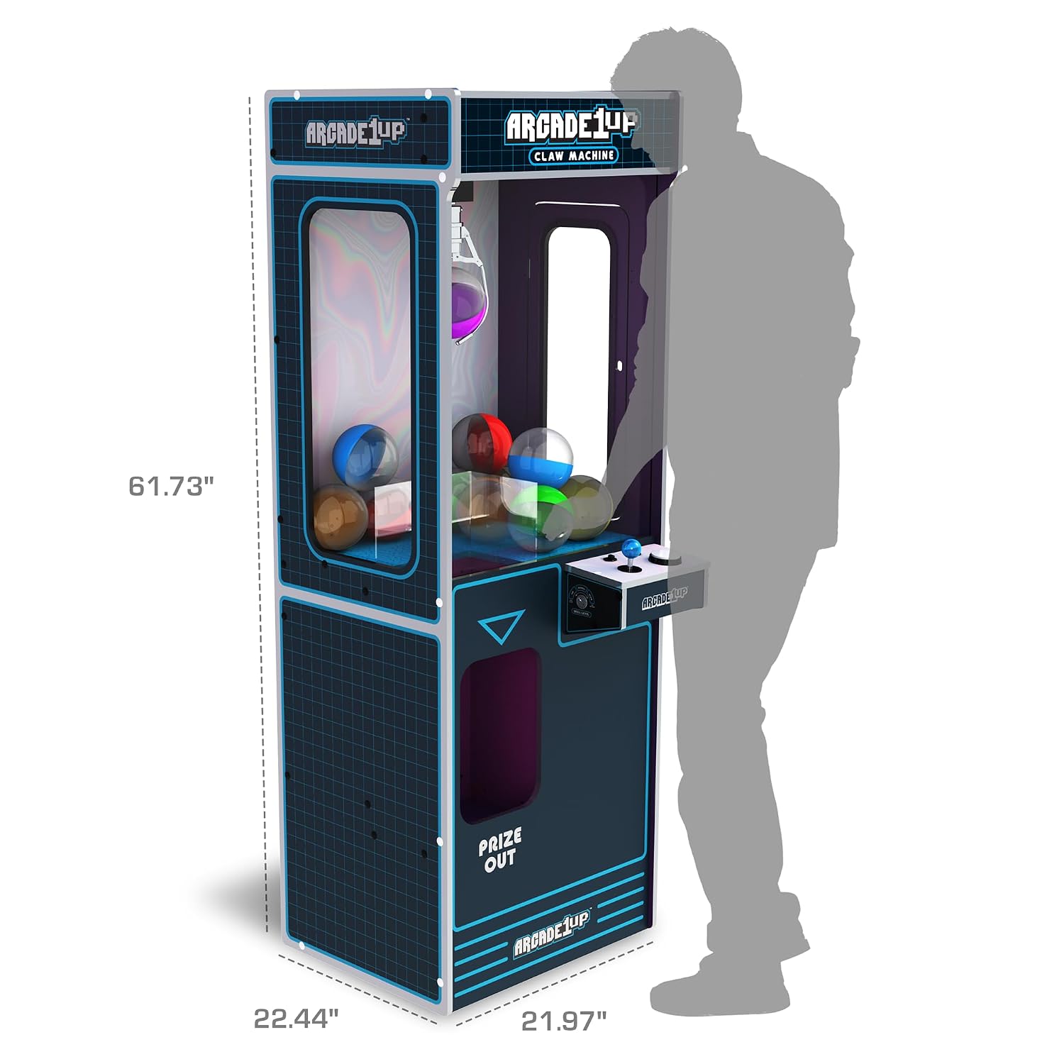 ARCADE1UP Claw Machine with 3 Levels of Difficulty, Ceiling Light | Adjustable Sound Volume for Arcade Game Room and Party Entertainment