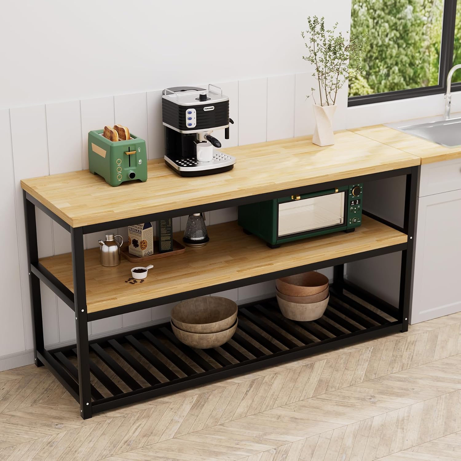 Butcher Block Countertop Wood Tabletop - 4FT Solid Birch Wood Table Top, Unfinished Hardwood Butcher Block Slab for Kitchen Countertops, Island, Desk Top, Workbench Top, Tabletop 50"x25"x1.5"