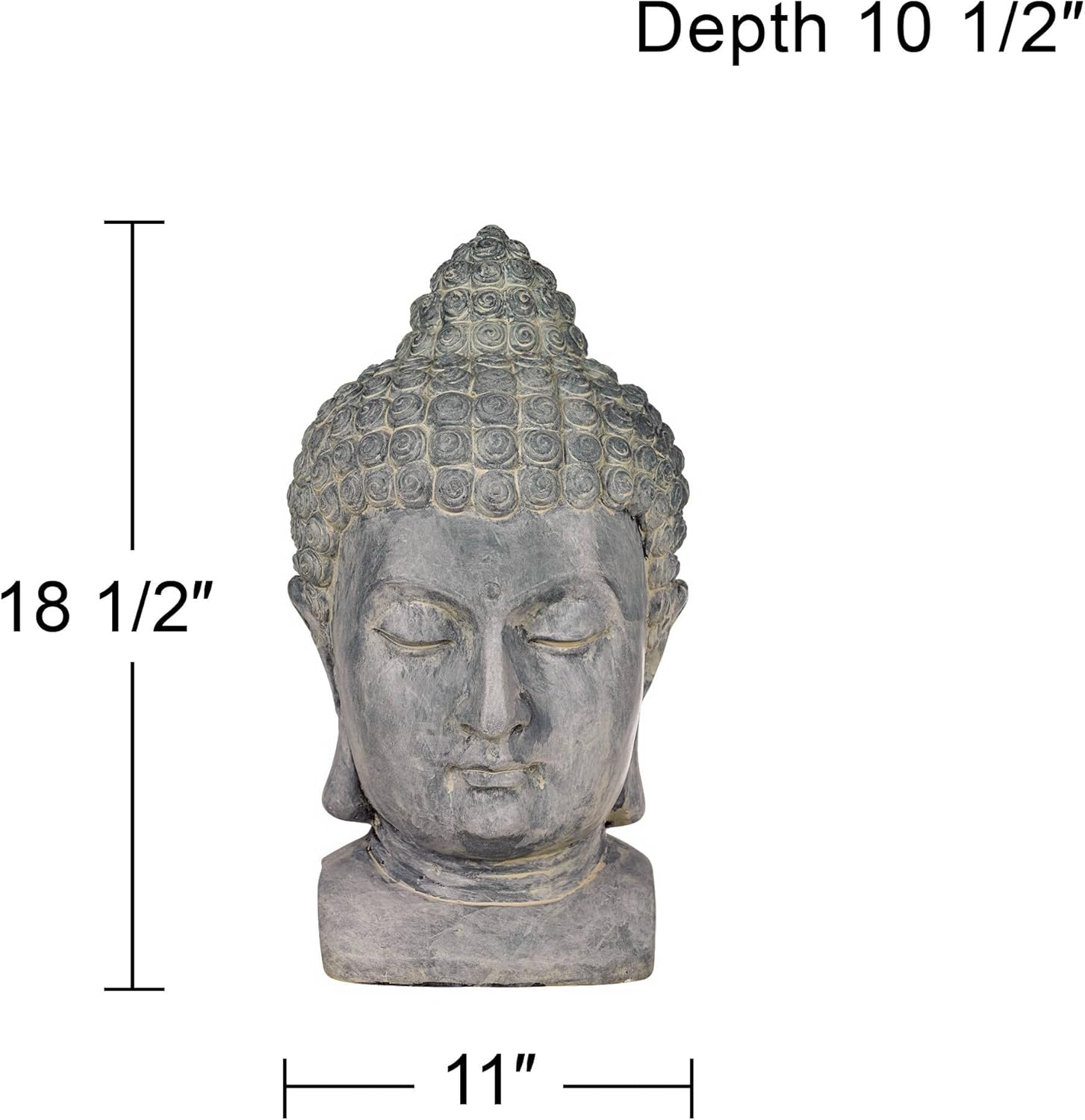 John Timberland Meditating Buddha Head 18 1/2" High Outdoor Statue | Sculpture Zen Asian Japanese Garden Decor Front Porch Patio Yard Outside Home