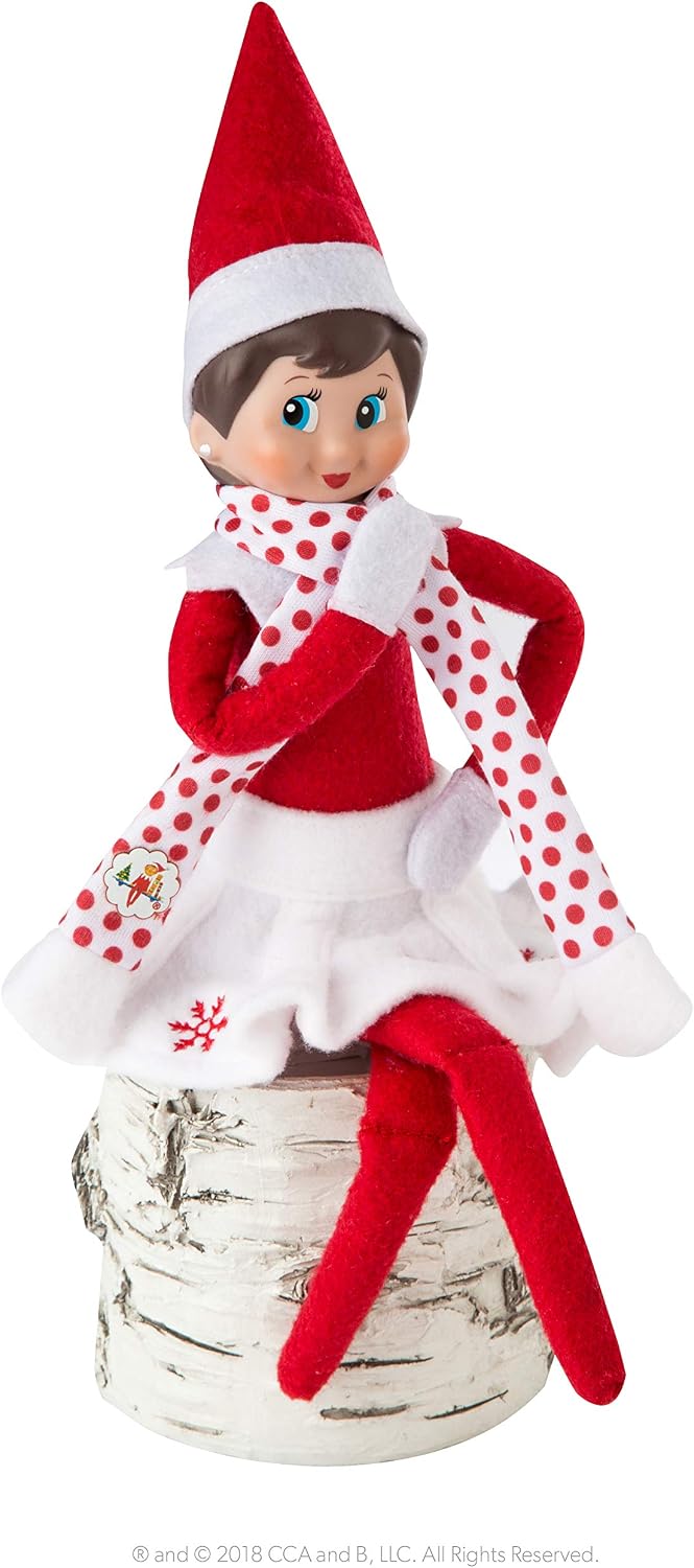 The Elf on the Shelf Claus Couture Collection Snowflake Skirt & Scarf – Red and White Holiday Outfit for Scout Elves – Festive Elf Clothes Accessory – Scout Elf Not Included