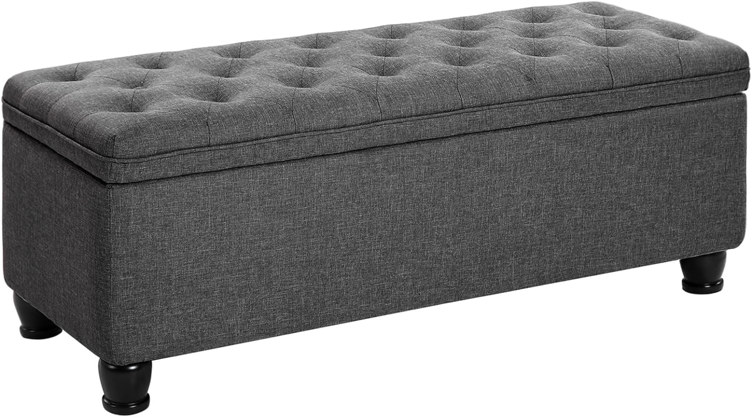 SONGMICS Storage Ottoman, 46.5 Inches Bedroom Bench, Solid Wood Legs