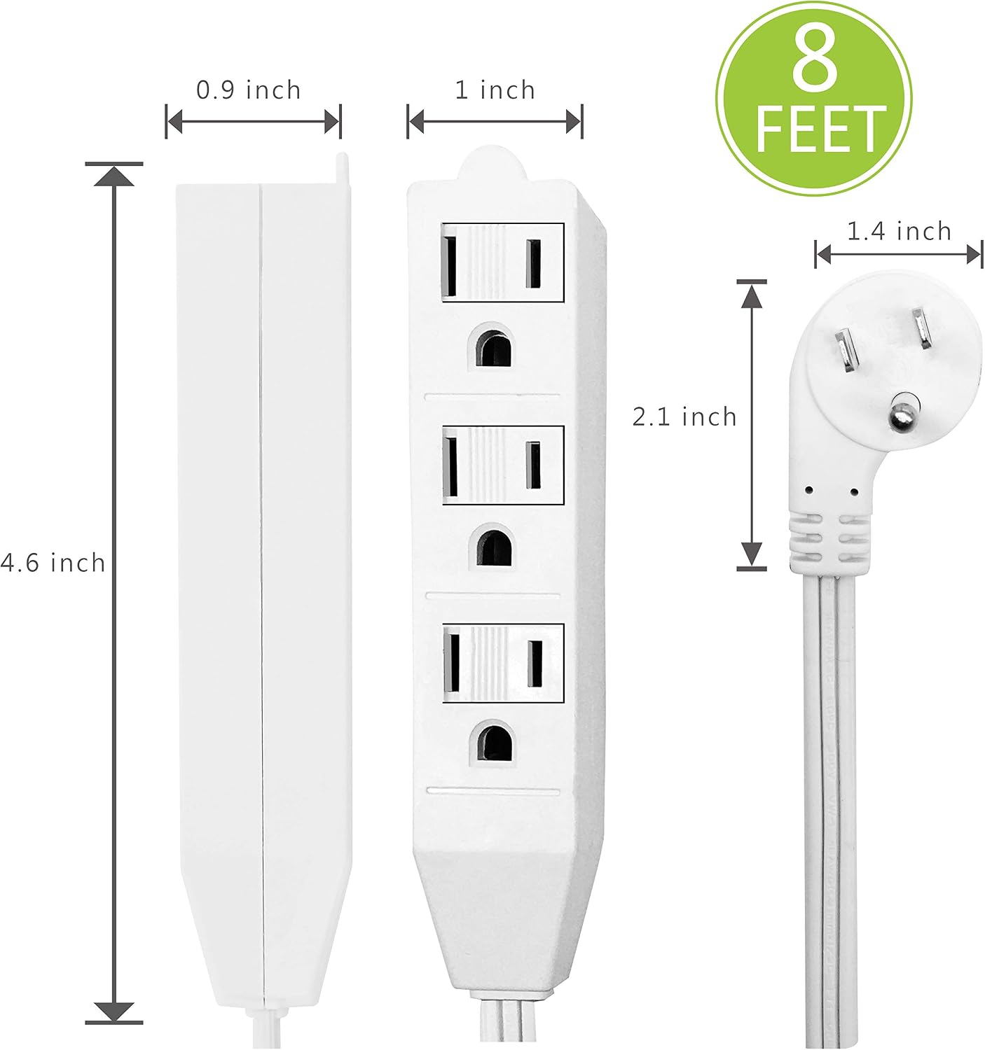2 Pack 12 Feet 3 Outlets with Hand/Foot Switch Extension Power Cord.
